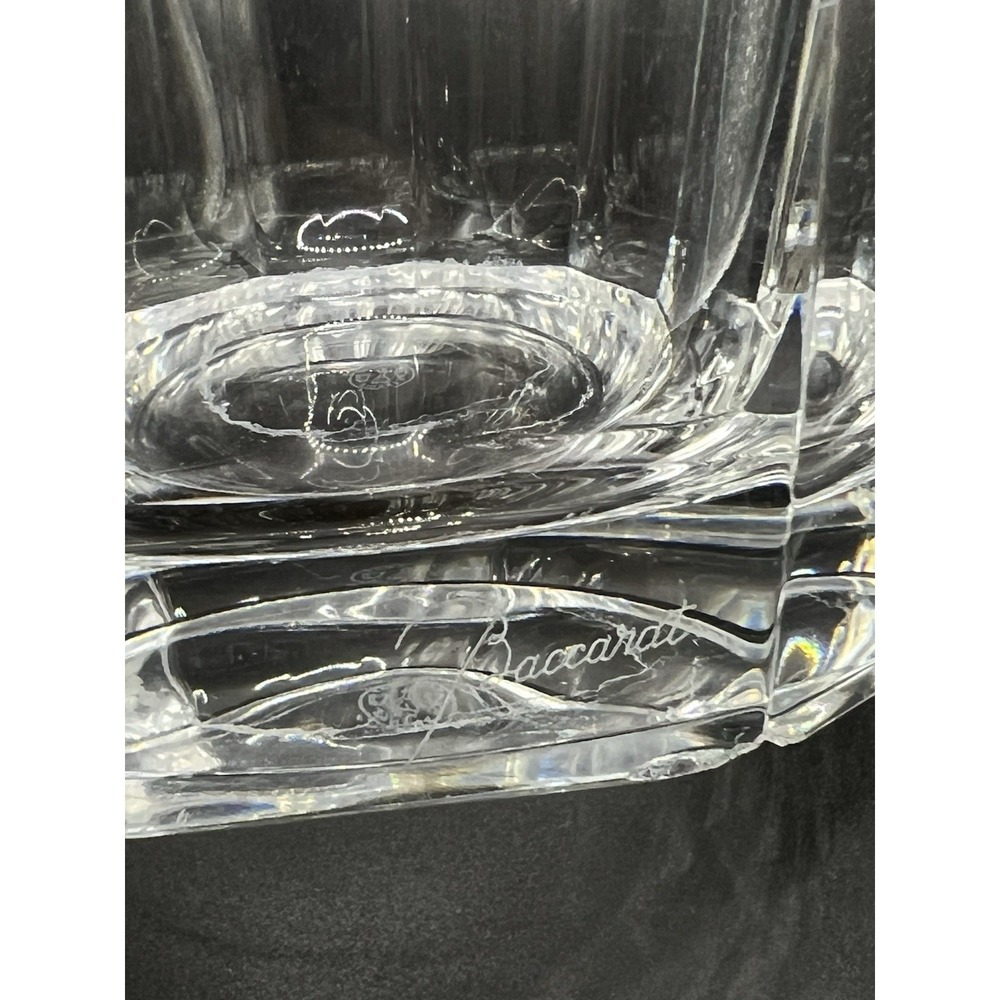 Vintage Baccarat Maxim Heavy Crystal Ice Bucket Brass Handles Signed - Picture 4 of 8